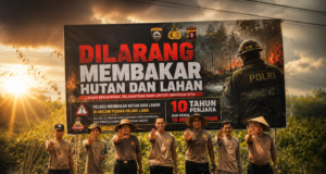 Setop Karhutla, Ditbinmas Polda Kalteng Pasang Spanduk Pencegahan di Kalampangan upaya edukasi larangan bakar lahan