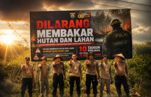 Setop Karhutla, Ditbinmas Polda Kalteng Pasang Spanduk Pencegahan di Kalampangan upaya edukasi larangan bakar lahan