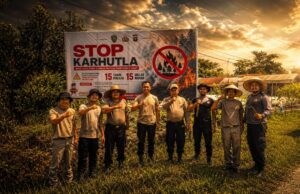 Ingatkan Masyarakat Bahaya Karhutla, Ditbinmas Polda Kalteng Pasang Spanduk Imbauan di Kelurahan Marang ditbinmas karhutla